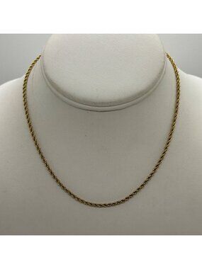 Vintage Napier Gold Tone Rope Chain Necklace 15" Signed Choker Twisted Retro